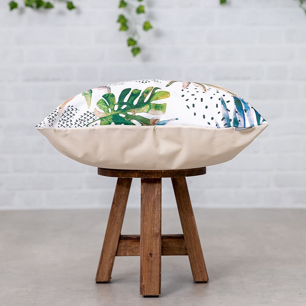 Watercolour Palm Print Outdoor Cushion Side View