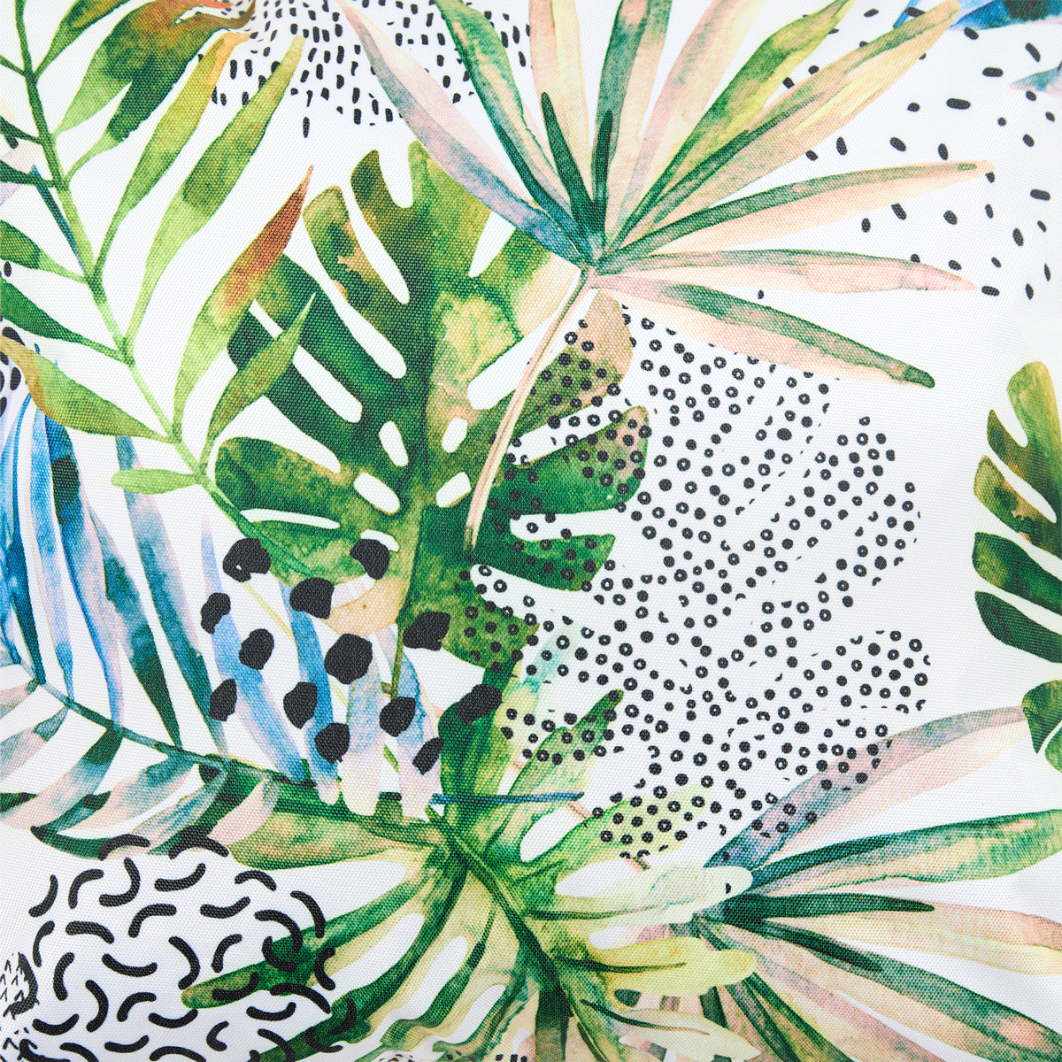 Palm Leaf Print Indoor-Outdoor Cushion, Multicolour