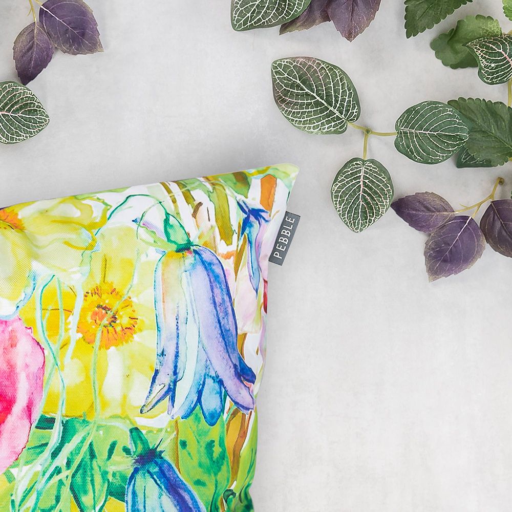 Painterly Floral Outdoor Cushion Close Up