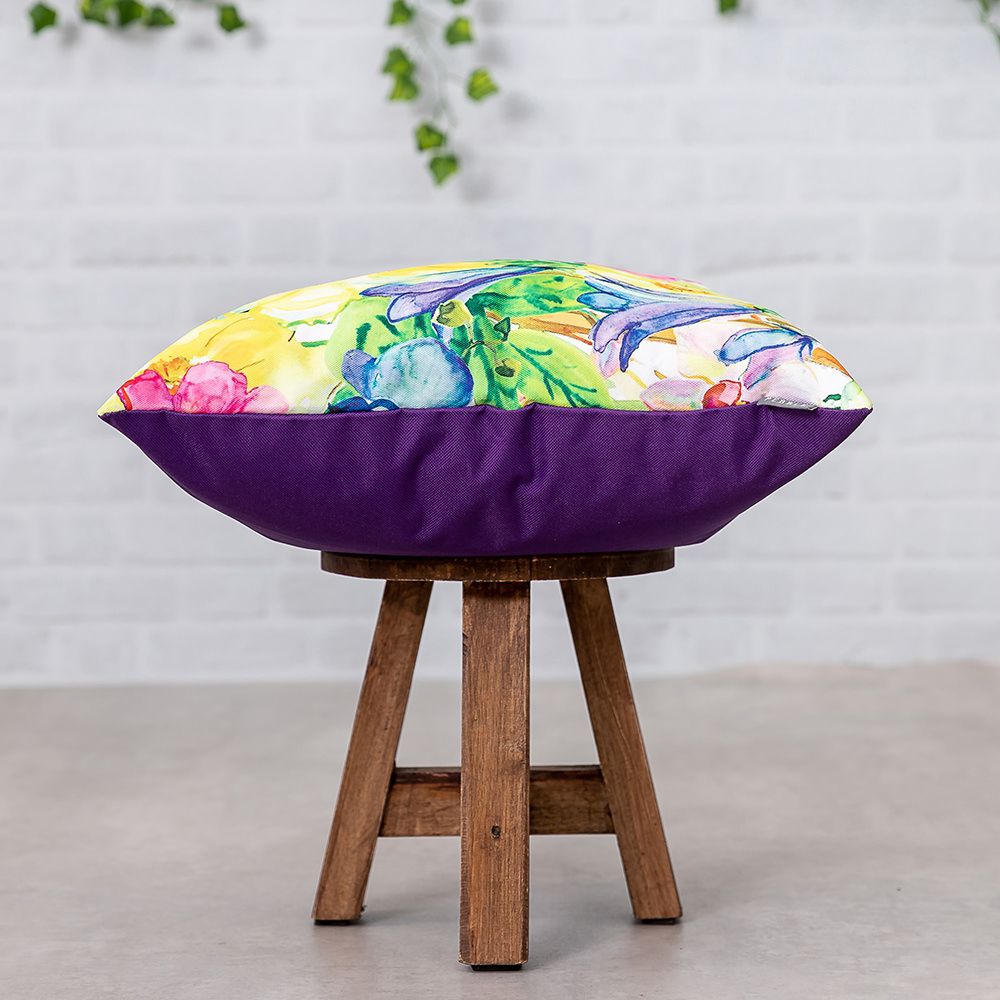 Painterly Floral Outdoor Cushion Side View