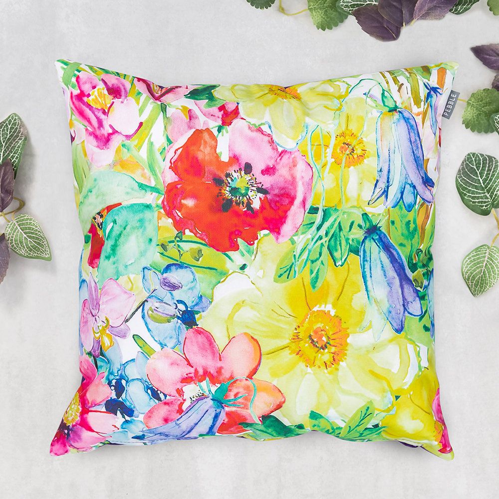 Painterly Floral Outdoor Cushion Leaves