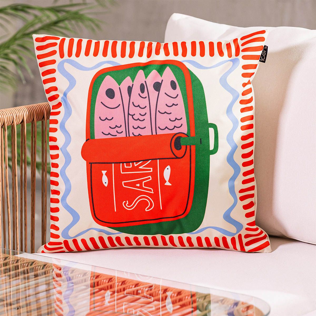 Italian Sardine Print Indoor-Outdoor Cushion