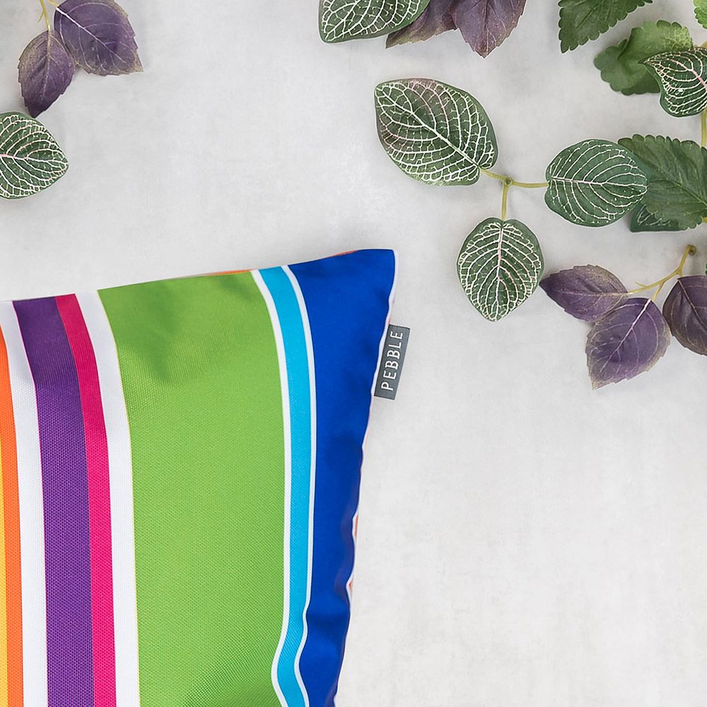 Technicolour Stripe Outdoor Cushion Close Up