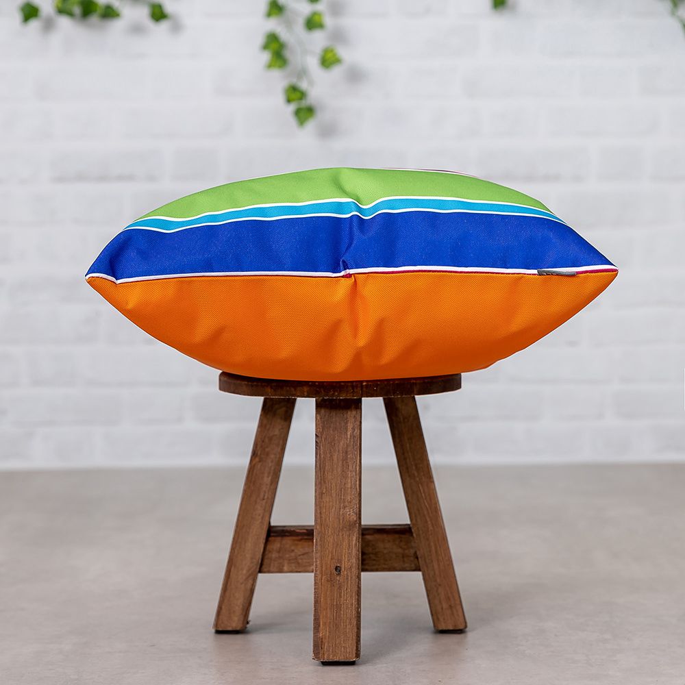 Technicolour Stripe Outdoor Cushion Side View