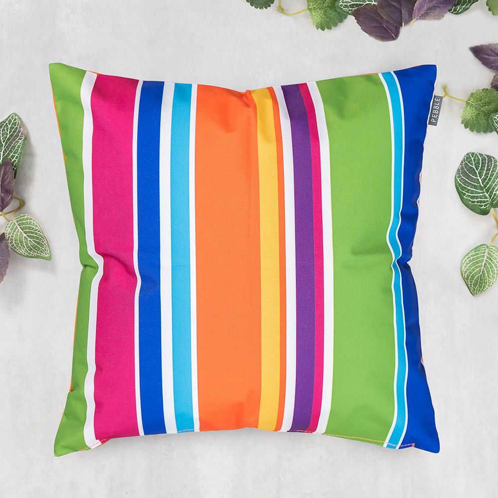 Technicolour Stripe Outdoor Cushion Leaves