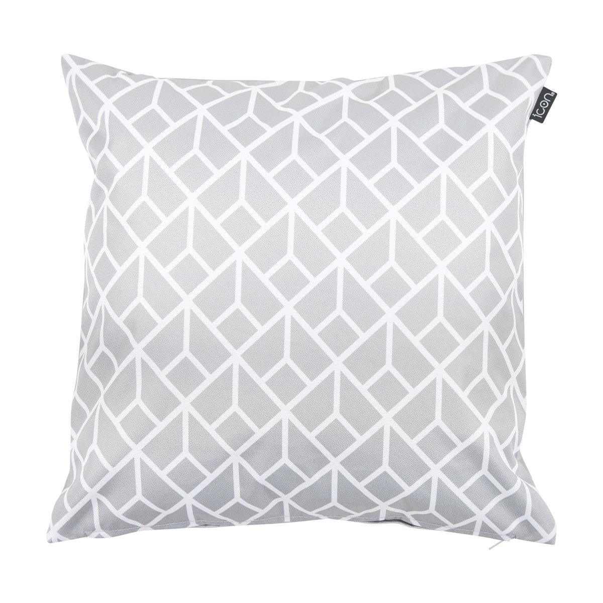 Art Deco Geometric Print Outdoor Cushion, Light Grey