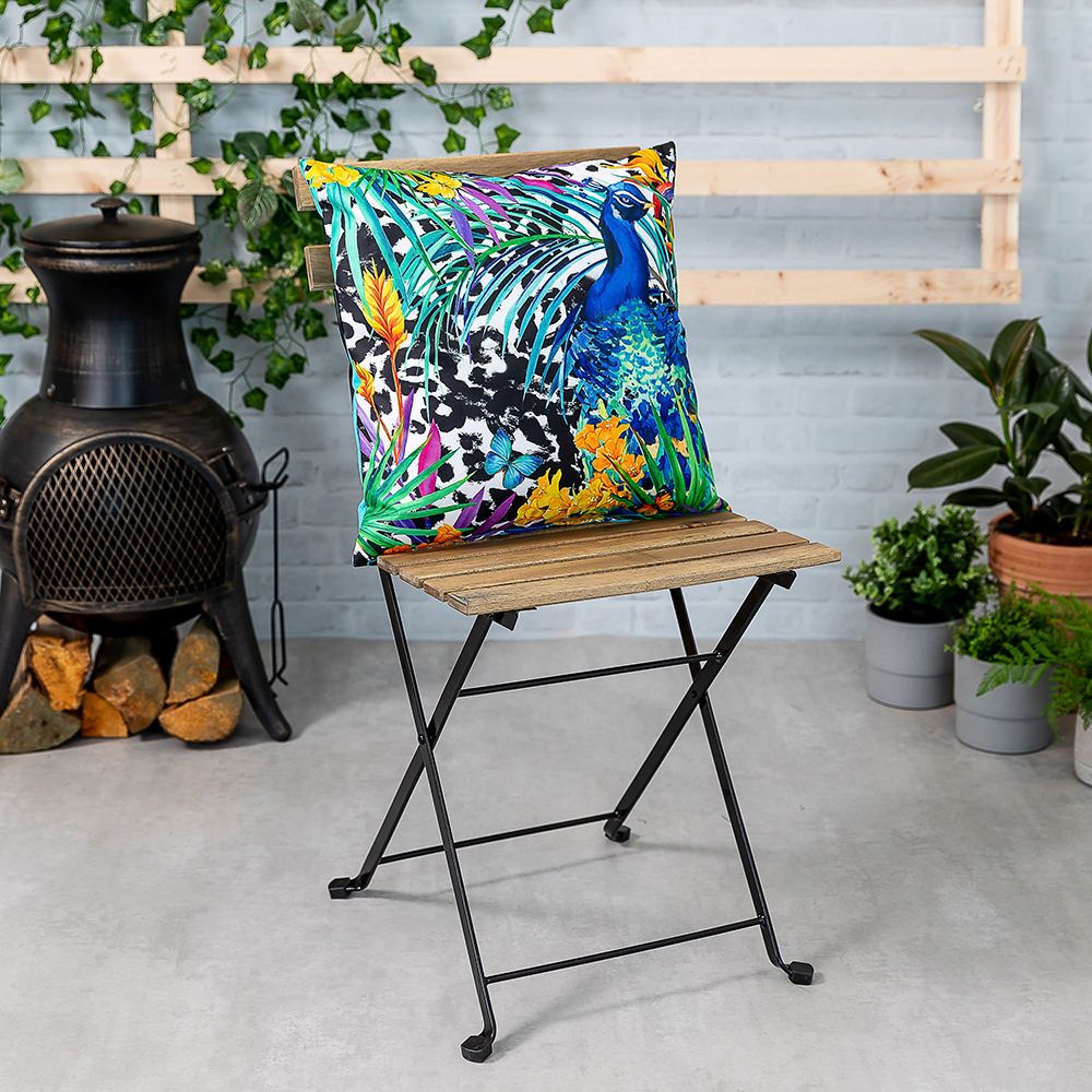 Tropical Peacock Outdoor Cushion Lifestyle