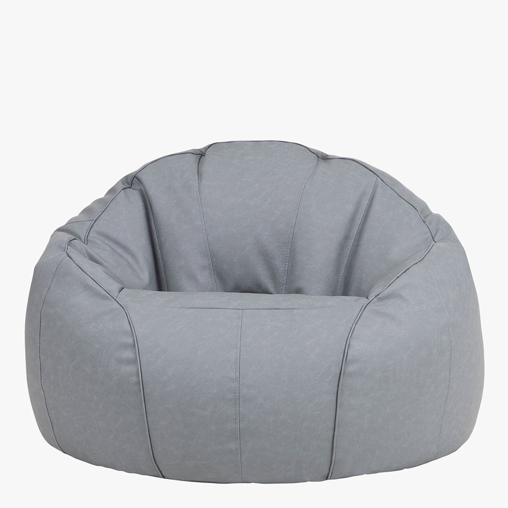icon® Riviera Faux Leather Bean Bag Chair in grey front view