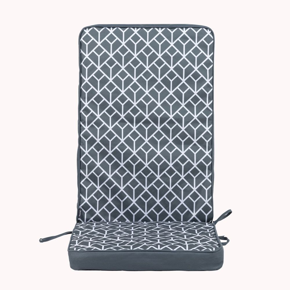 icon® Geometric Outdoor High Back Seat Pad, Charcoal