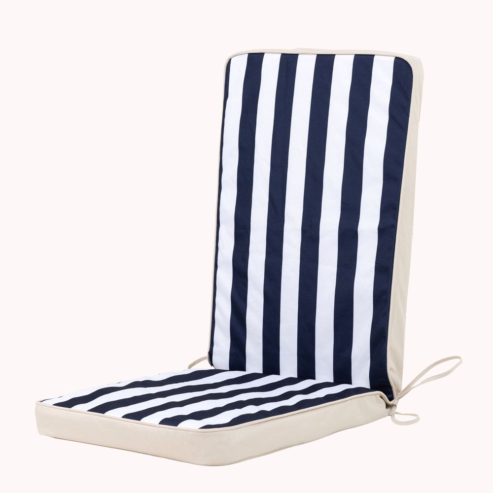 icon® Deck Stripe Outdoor High Back Seat Pad, Navy