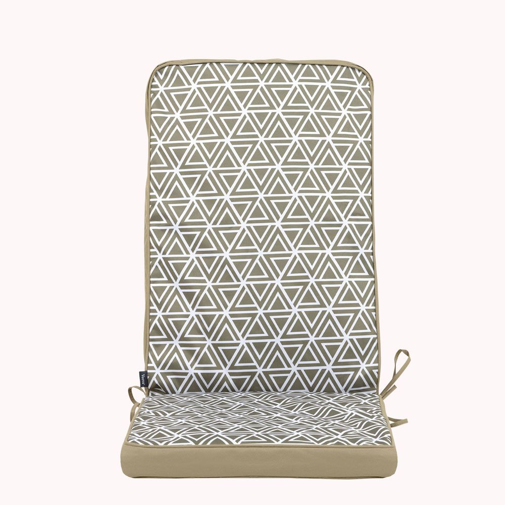 icon® Geometric Outdoor High Back Seat Pad, Olive Green