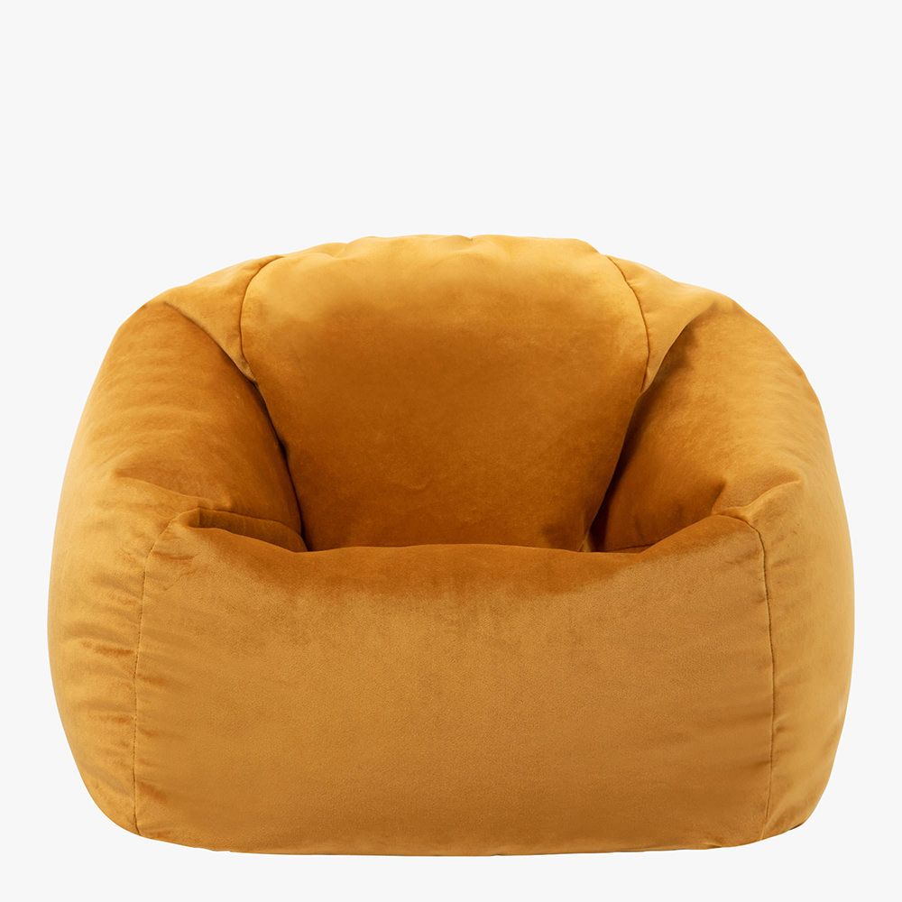 Kids Kingston Velvet Bean Bag, Ochre Yellow