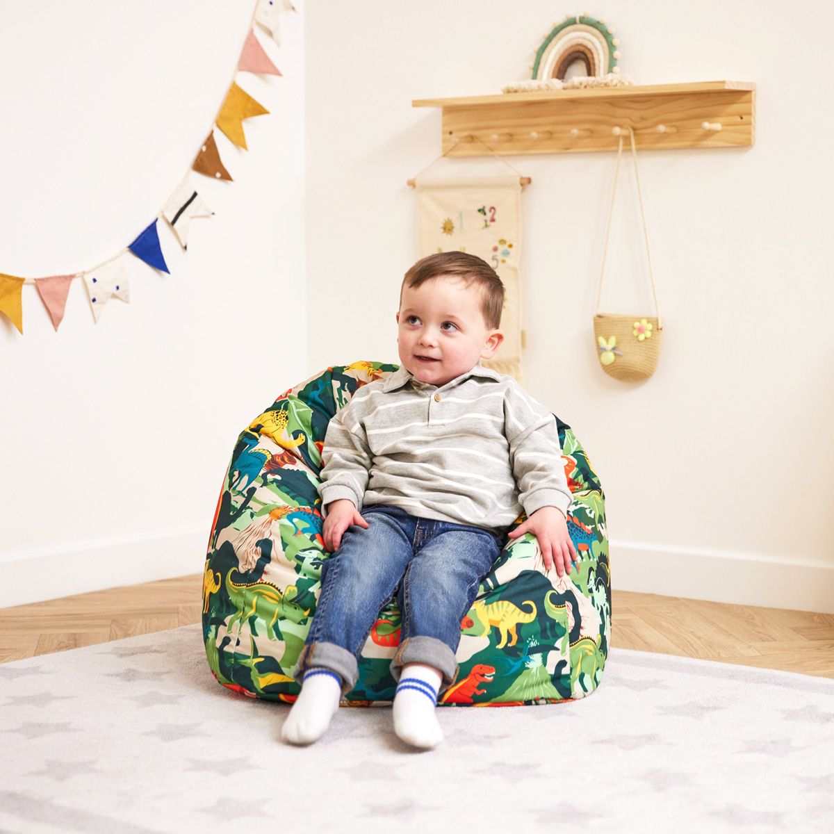 icon® Kids Dinosaur Print Classic Bean Bag, Green