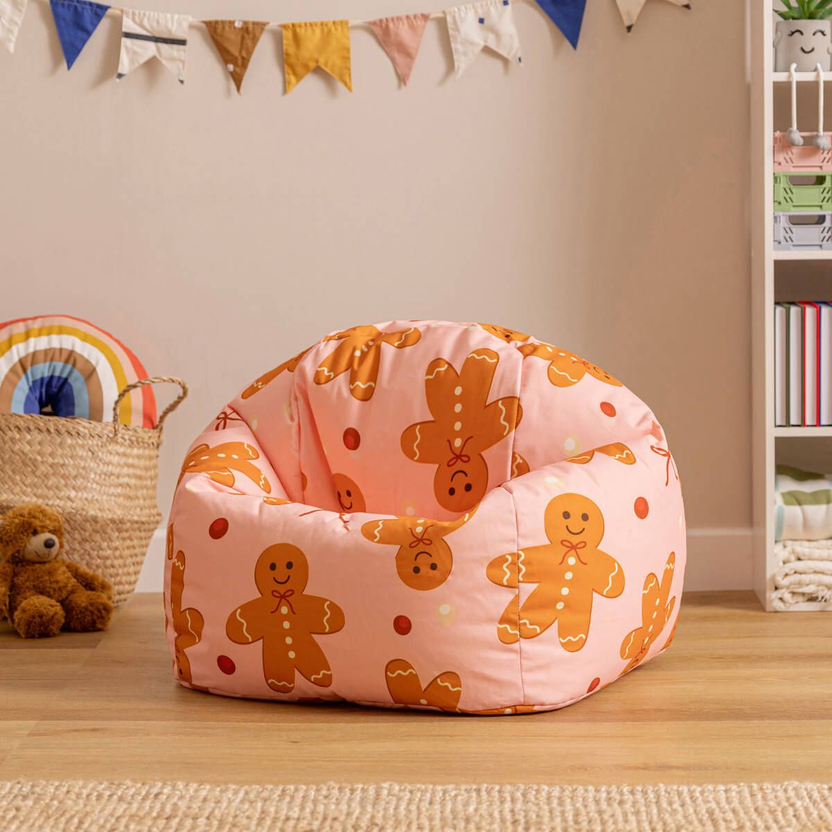 icon® Kids Festive Gingerbread Print Classic Bean Bag