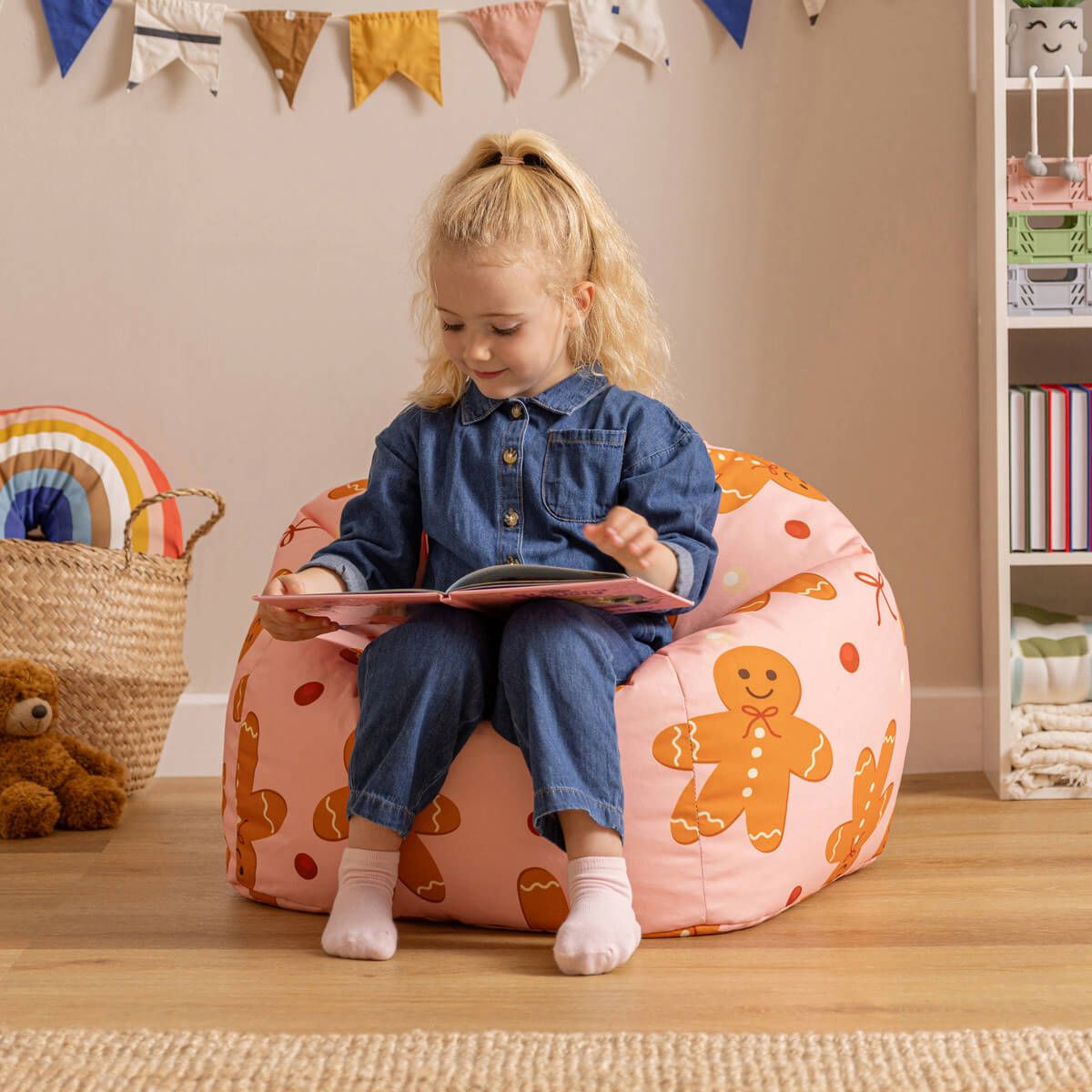 icon® Kids Festive Gingerbread Print Classic Bean Bag