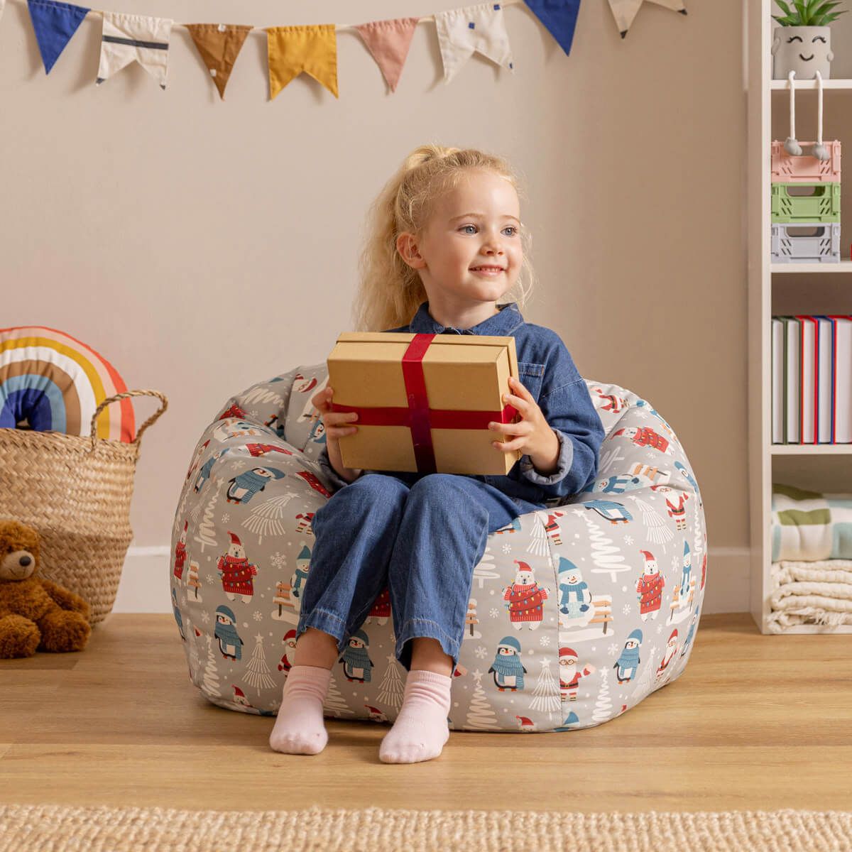 icon® Kids Festive Santa Claus Print Classic Bean Bag