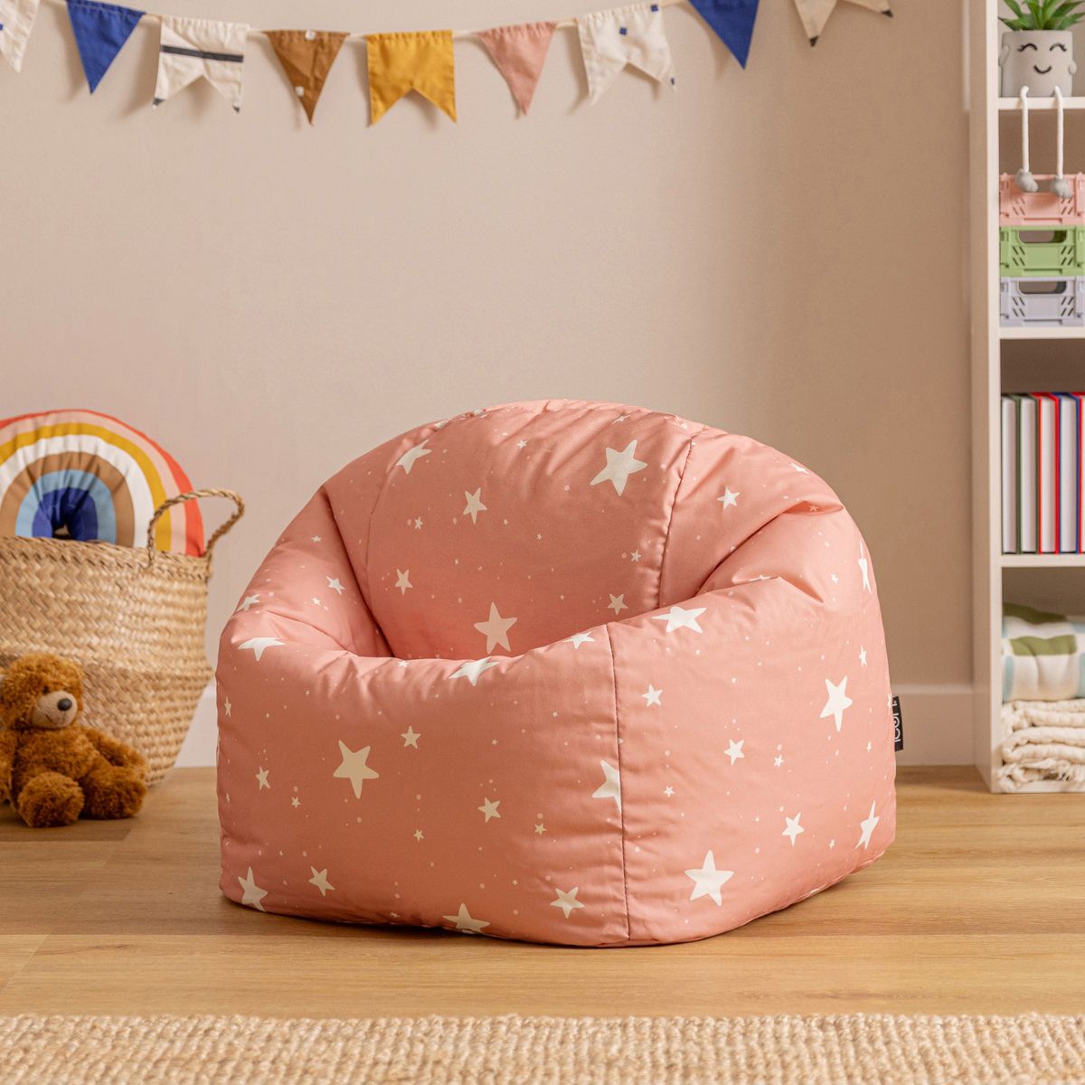 icon® Kids Star Print Classic Bean Bag, Pink