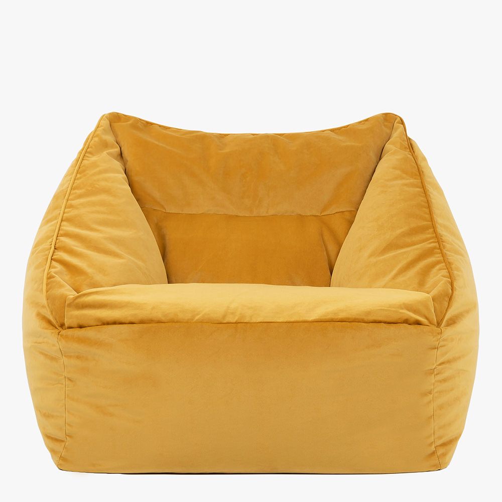 icon® Natalia Velvet Armchair Bean Bag, Ochre Yellow