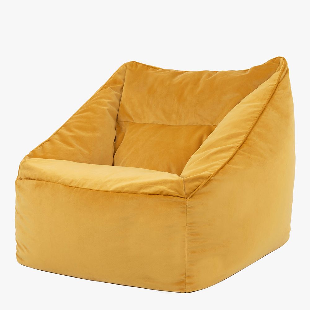 icon® Natalia Velvet Armchair Bean Bag, Ochre Yellow