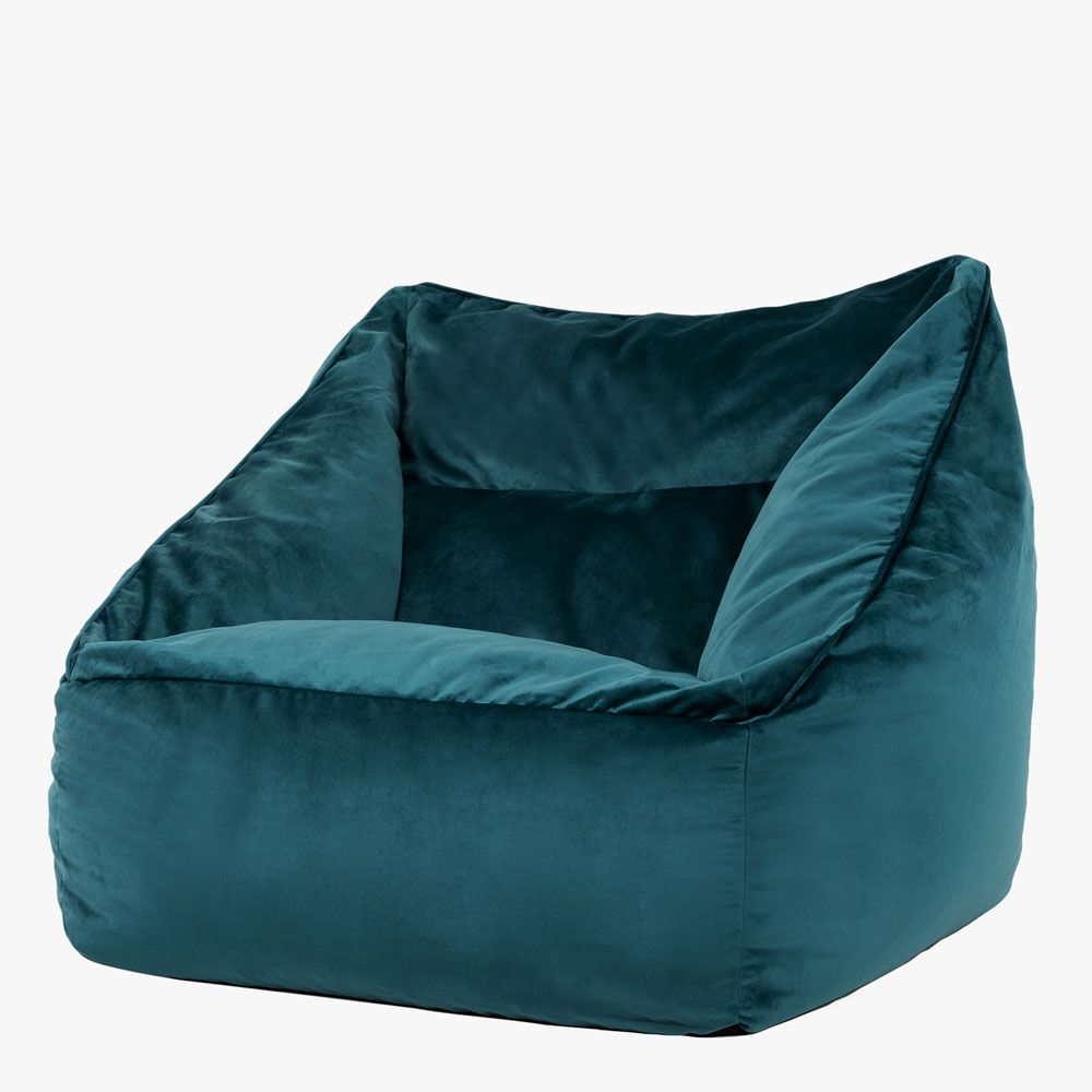 Natalia Velvet Armchair Bean Bag, Teal