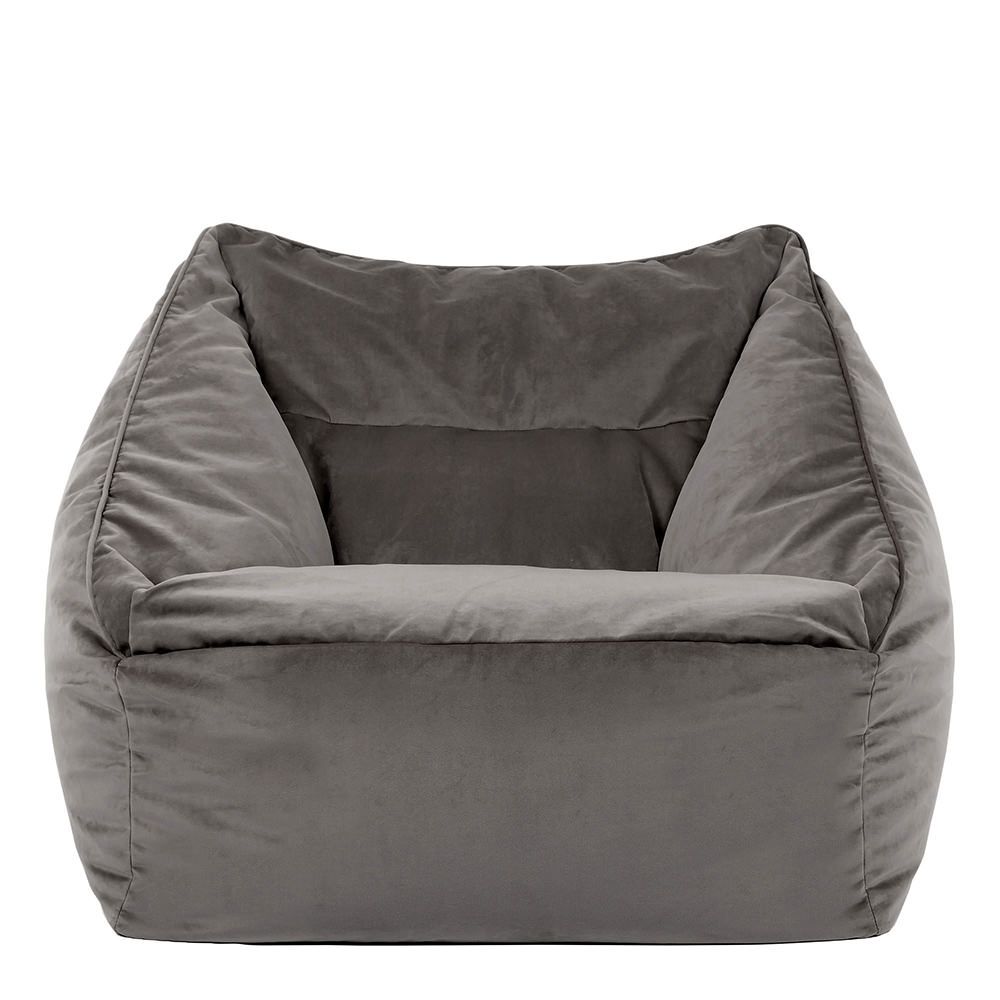 Natalia Velvet Armchair Bean Bag, Charcoal Grey