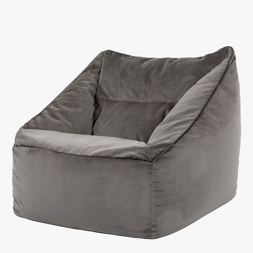 Natalia Velvet Armchair Bean Bag, Charcoal Grey