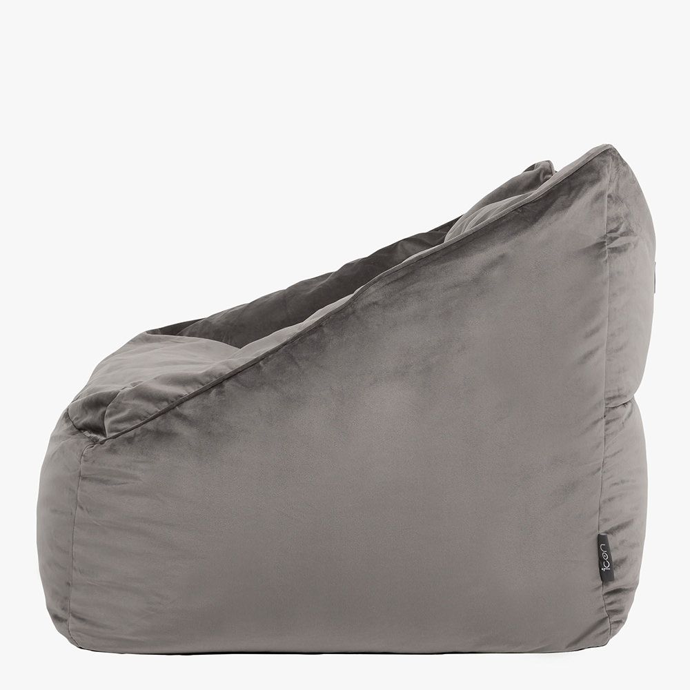 Natalia Velvet Armchair Bean Bag, Charcoal Grey