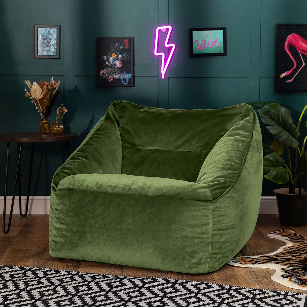Natalia Velvet Armchair Bean Bag, Sage Green