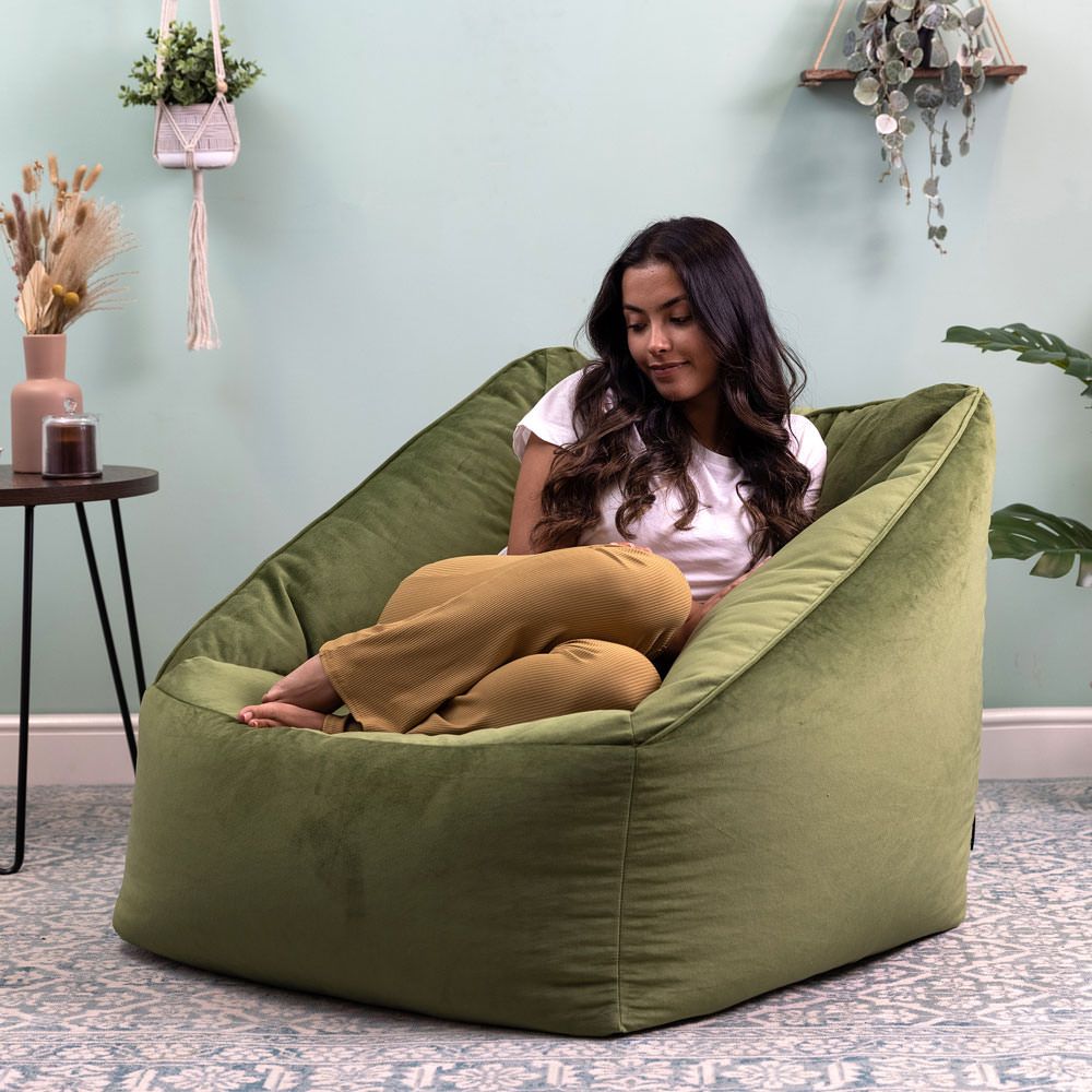 icon® Natalia Velvet Armchair Bean Bag, Sage Green
