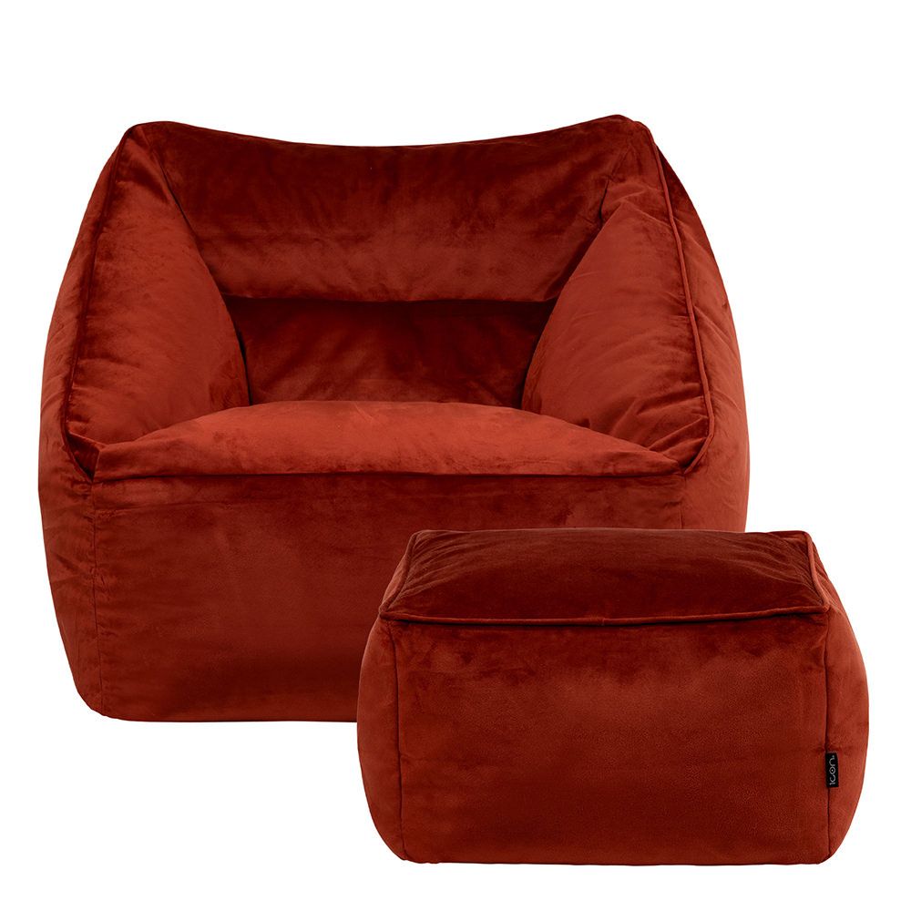 icon® Natalia Velvet Armchair Bean Bag & Footstool