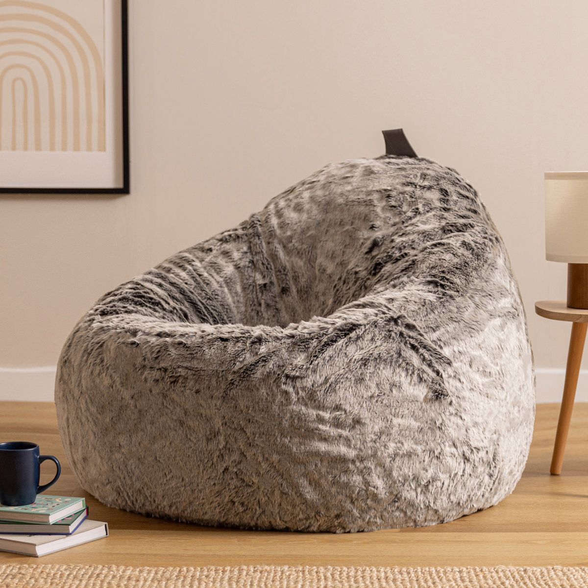 icon® Arctic Wolf Faux Fur Cocoon Bean Bag