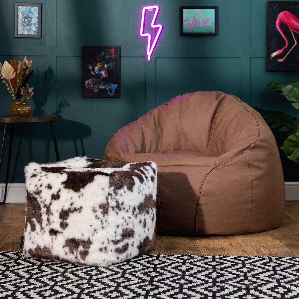 icon® Pinto Faux Cow Hide Footstool