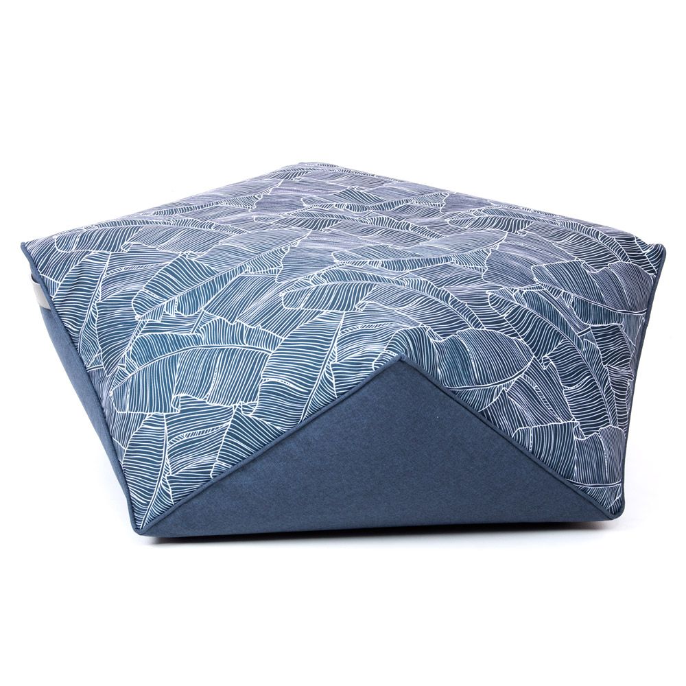 Navy palm print diamond bean bag pouffe