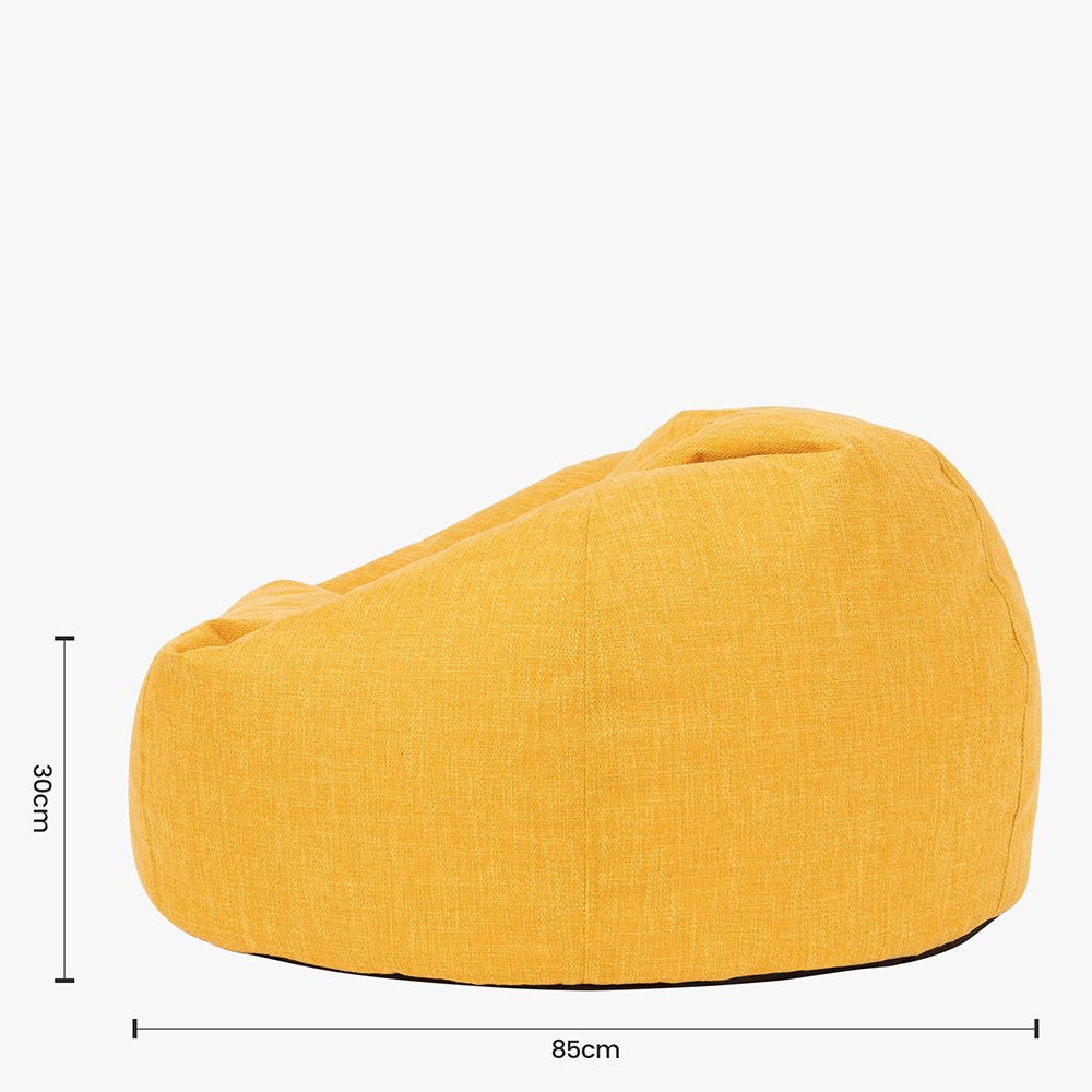 Dimensions of icon Lina Classic Bean Bag in ochre yellow seat height 35cm x depth 85cm
