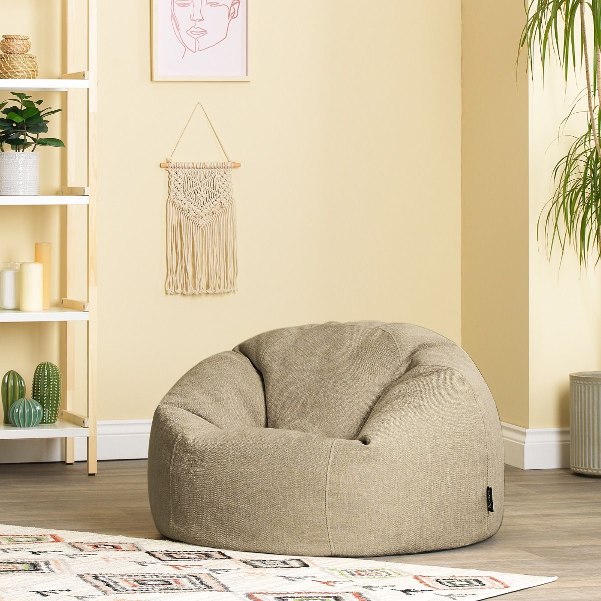 icon® Lina Classic Bean Bag in olive in living room