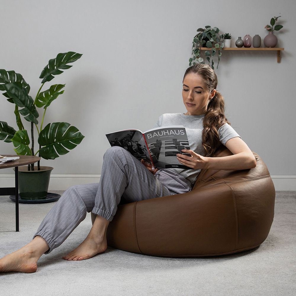 icon® Luciano Classic Real Leather Beanbag
