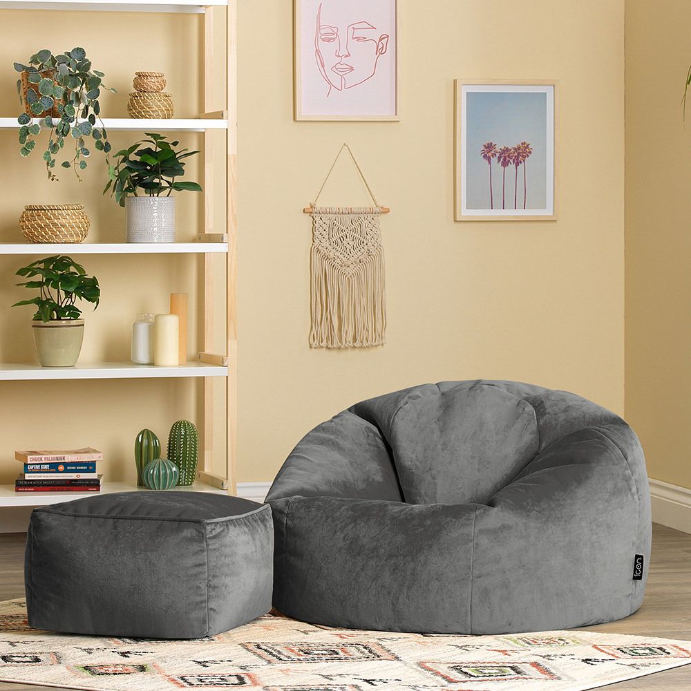 icon® Aurora Velvet Bean Bag & Footstool