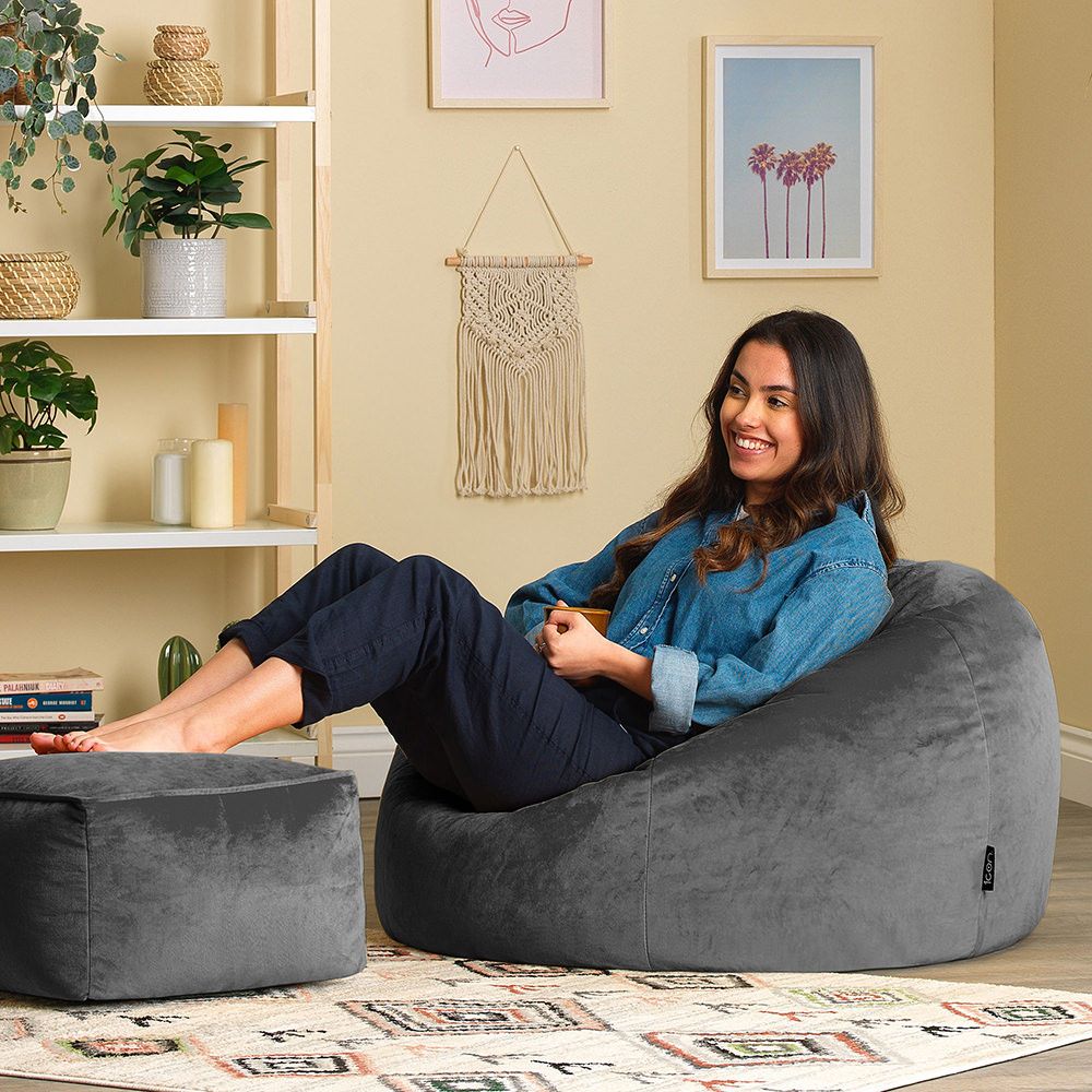 icon® Aurora Velvet Bean Bag & Footstool