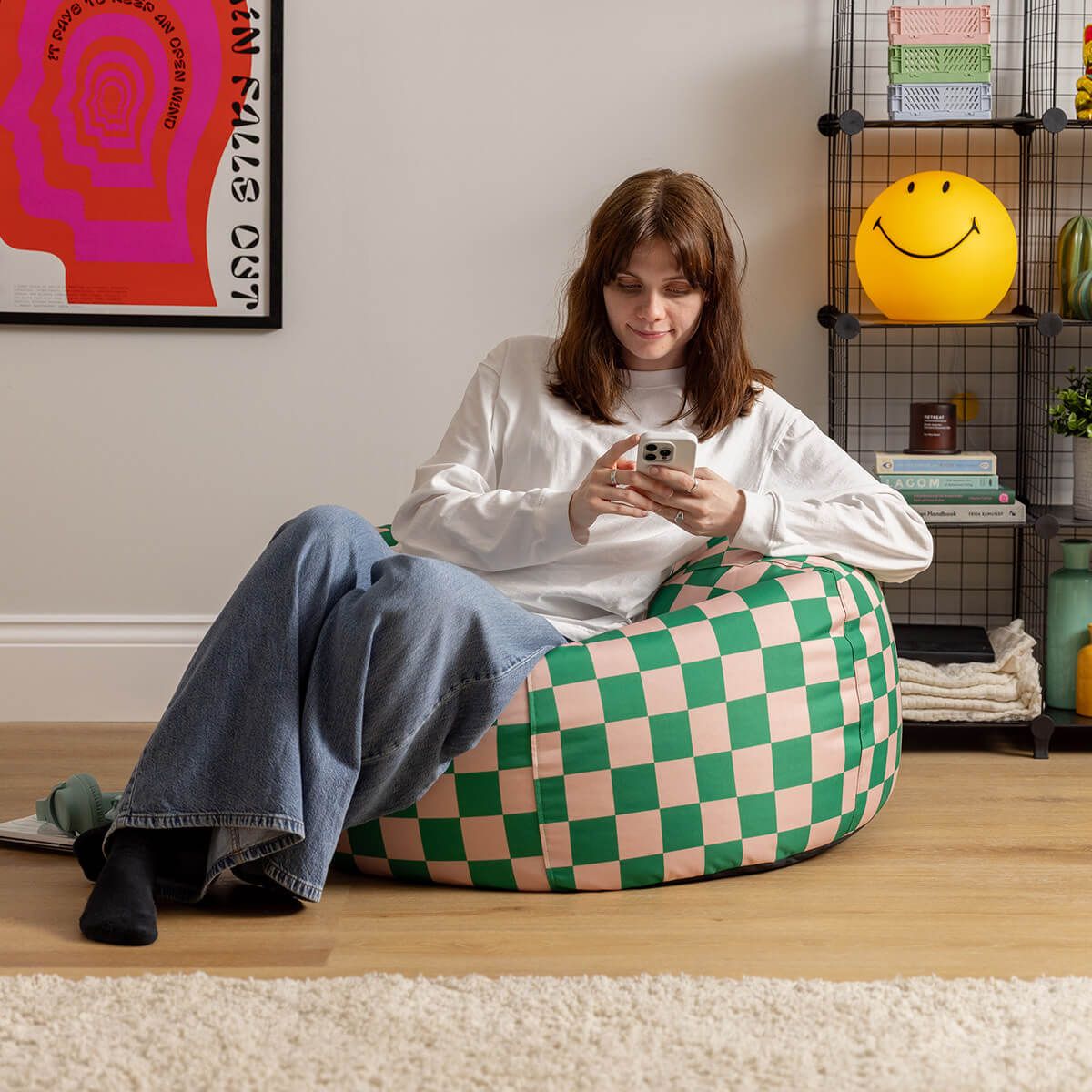 icon® Kingston Checkerboard Water-Resistant Classic Bean Bag