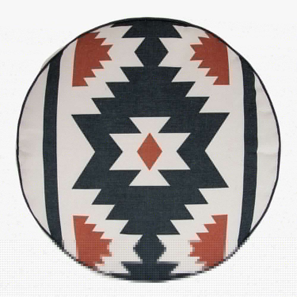 icon® Kyoto Round Indoor/Outdoor Pouffe Footstool, Aztec Print top view