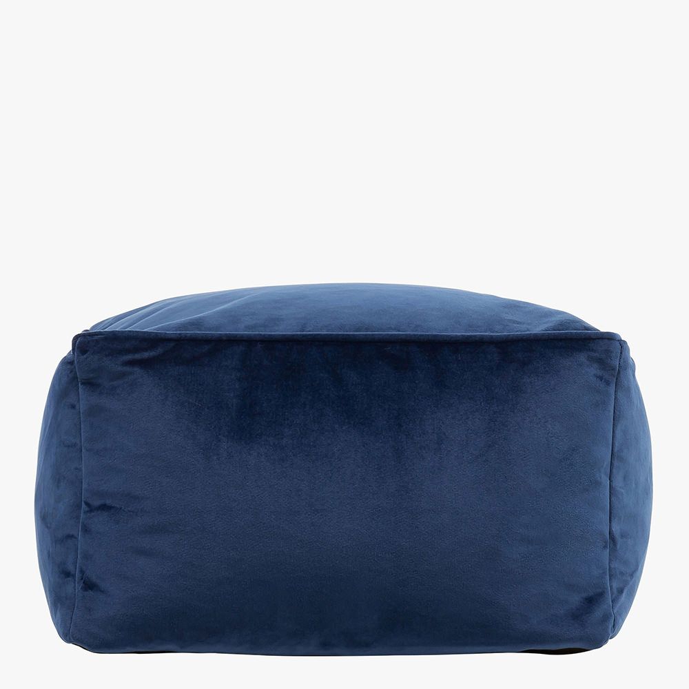 Amara Velvet Square Footstool, Navy Blue
