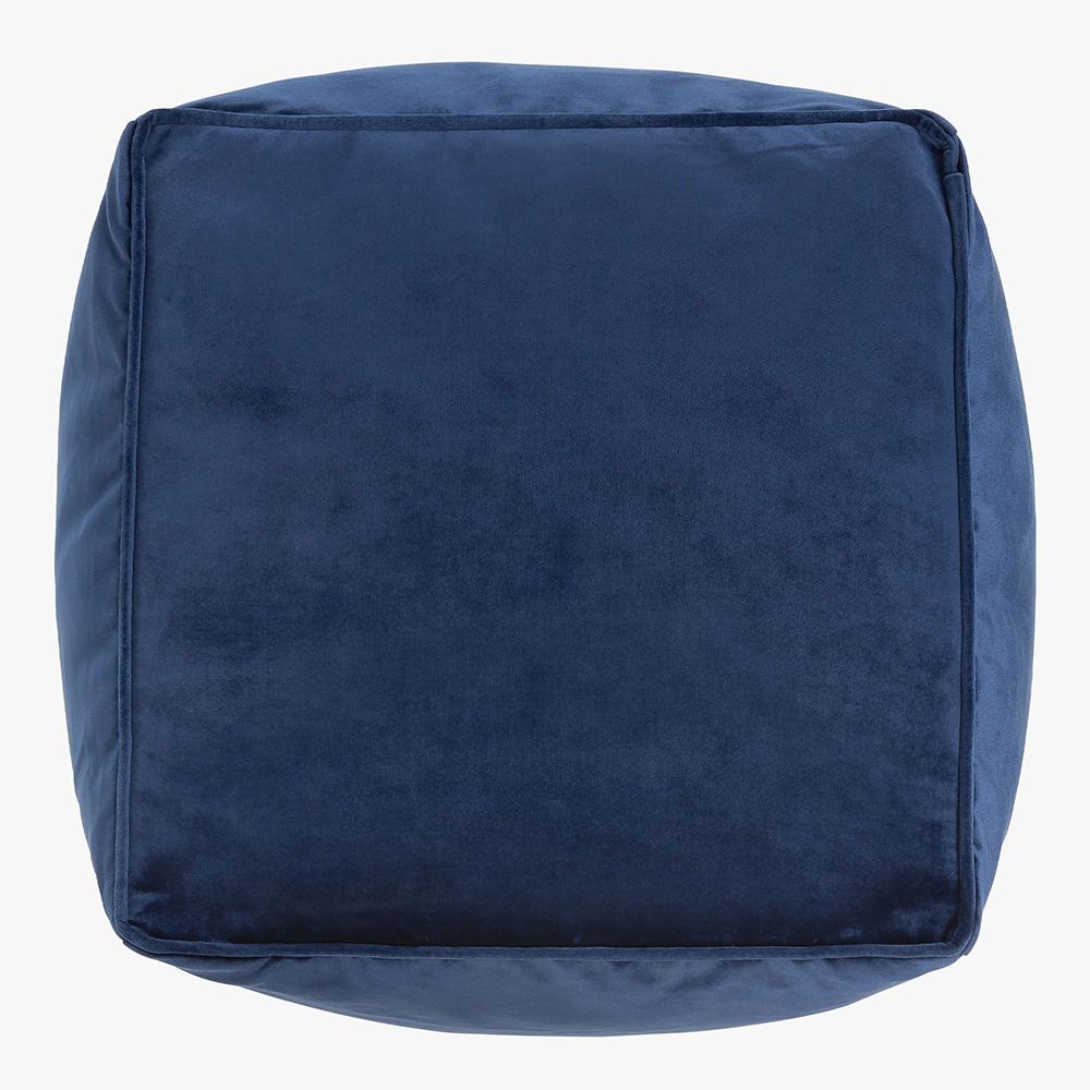 Amara Velvet Square Footstool, Navy Blue