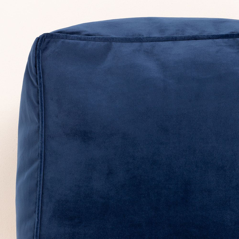 Amara Velvet Square Footstool, Navy Blue