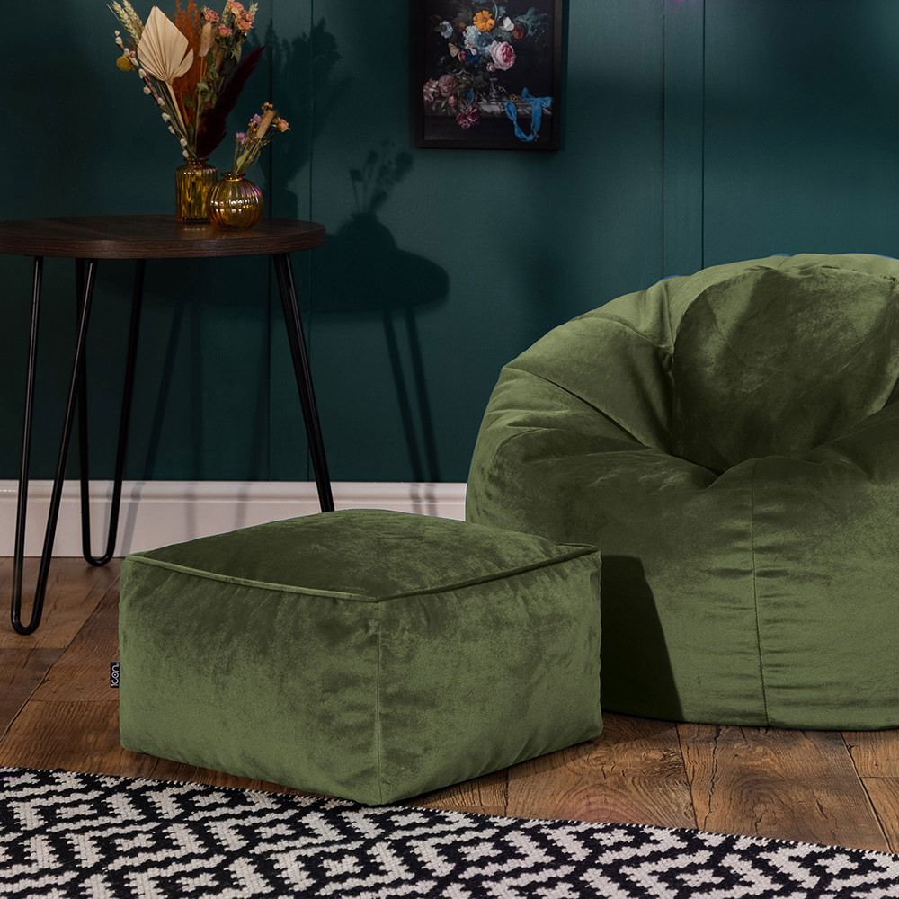icon® Amara Velvet Footstool, Sage Green