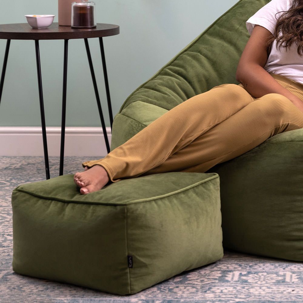icon® Amara Velvet Footstool, Sage Green