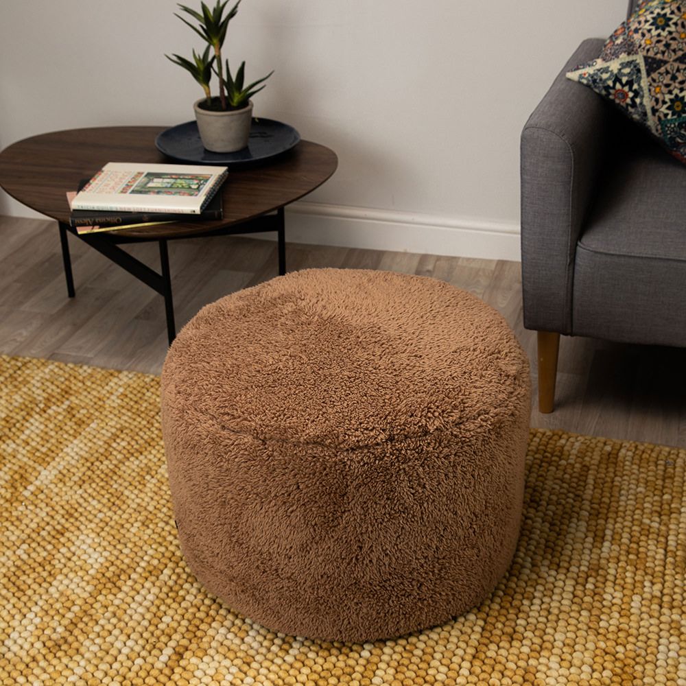 icon® Orso Fleece Pouffe, Teddy Brown