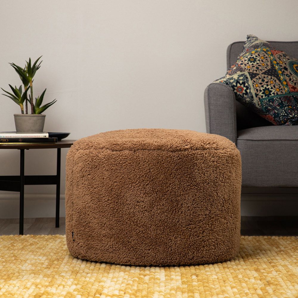 icon® Orso Fleece Pouffe, Teddy Brown