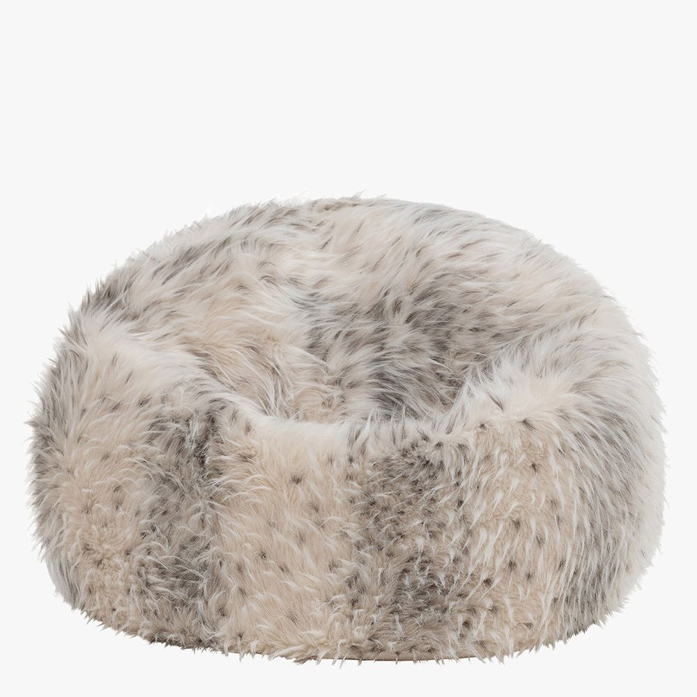 icon® Luxury Faux Fur Kids Classic Bean Bag, Snow Leopard
