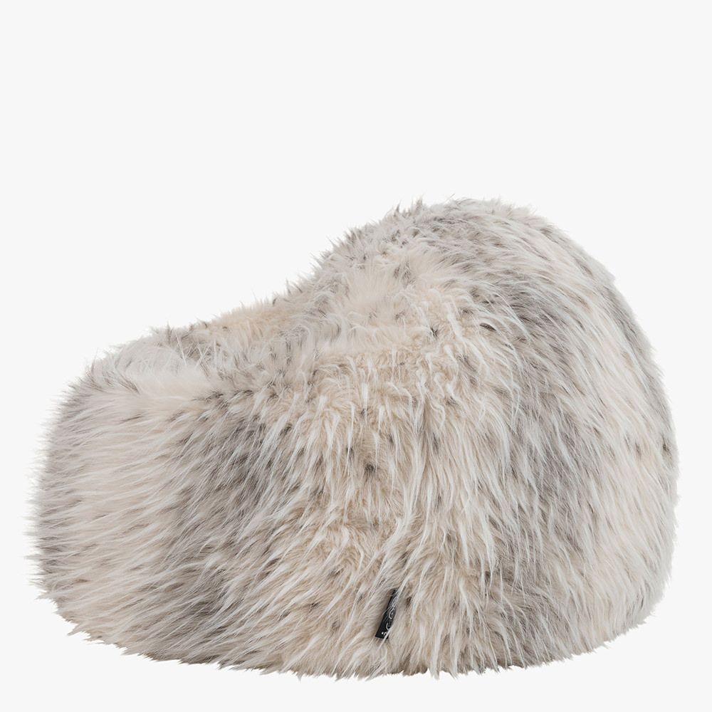 icon® Luxury Faux Fur Kids Classic Bean Bag, Snow Leopard