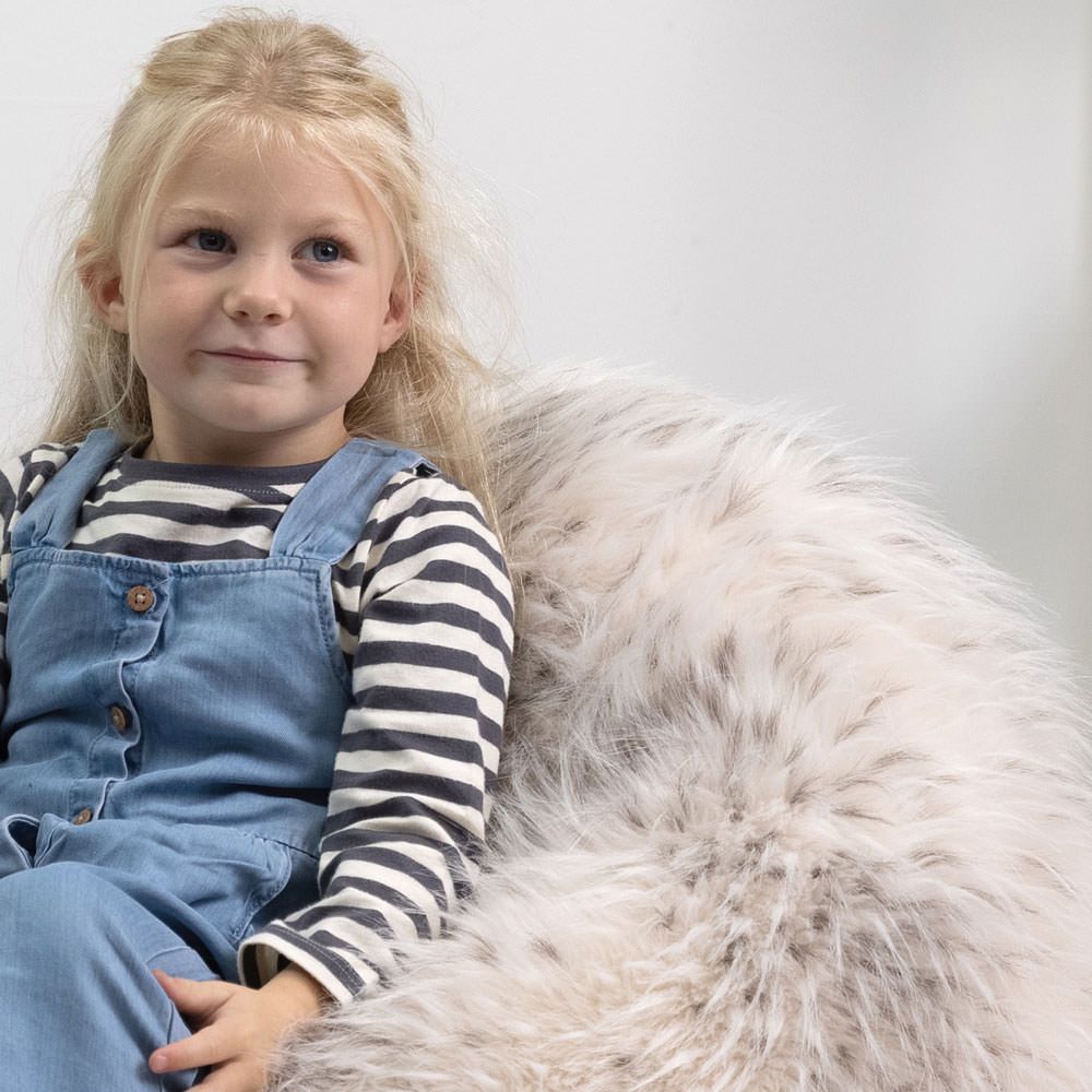 icon® Luxury Faux Fur Kids Classic Bean Bag, Snow Leopard